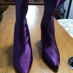 Purple heeled booties